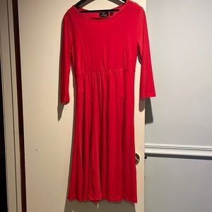 Tangerine red long sleeve dress